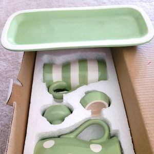 BRAND NEW! Hallmark Ceramic Small Hand-Painted Duo Pitchers and Serving Platter